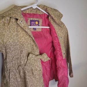 Girls Pink Platium Animal Print  Coat w/Bow Size 5/6